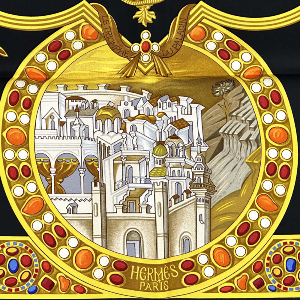 HERMES Black Silk Scarf - Picture 5 of 10